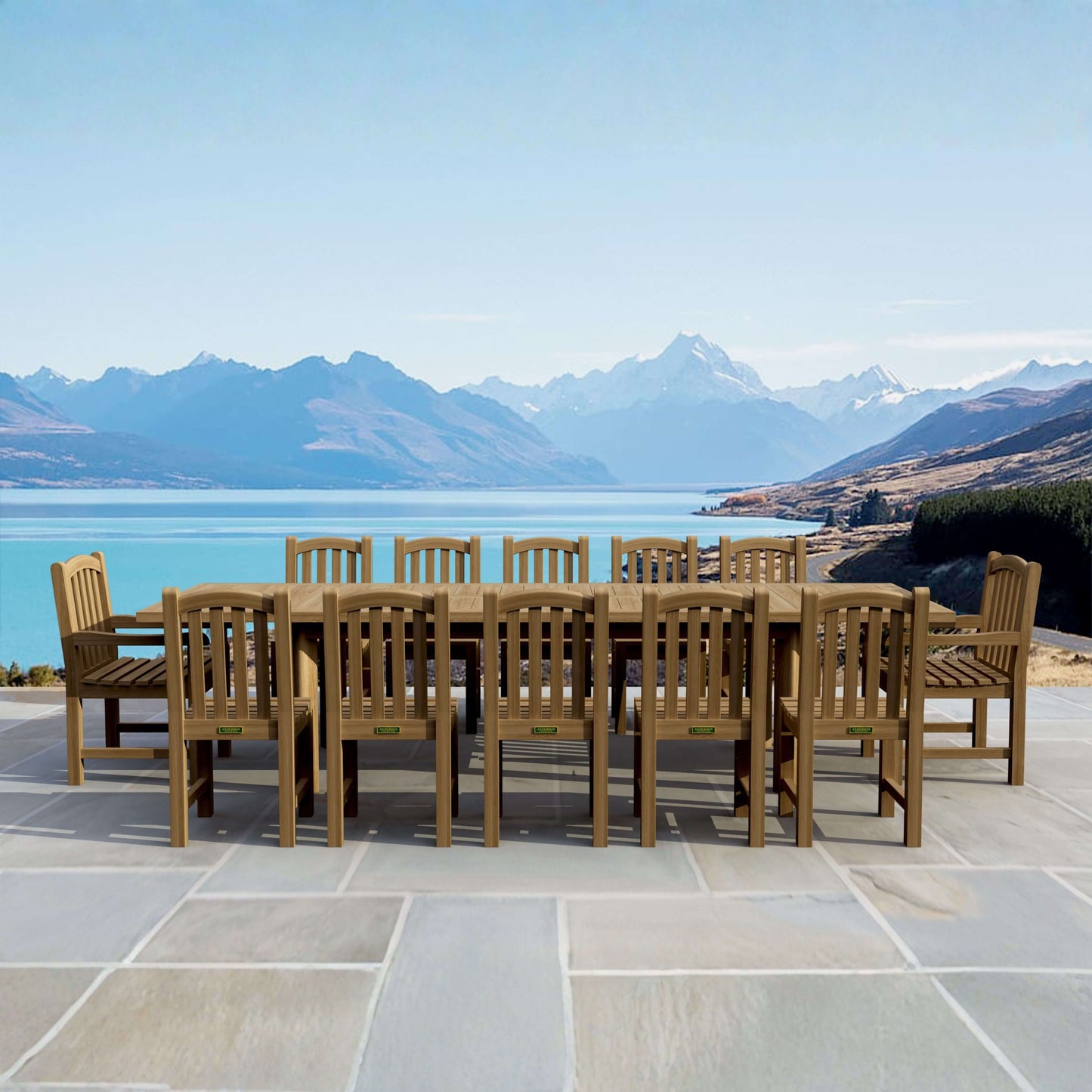 13-PC CHELSEA RECTANGULAR DOUBLE EXTENSION DINING TABLE SET
