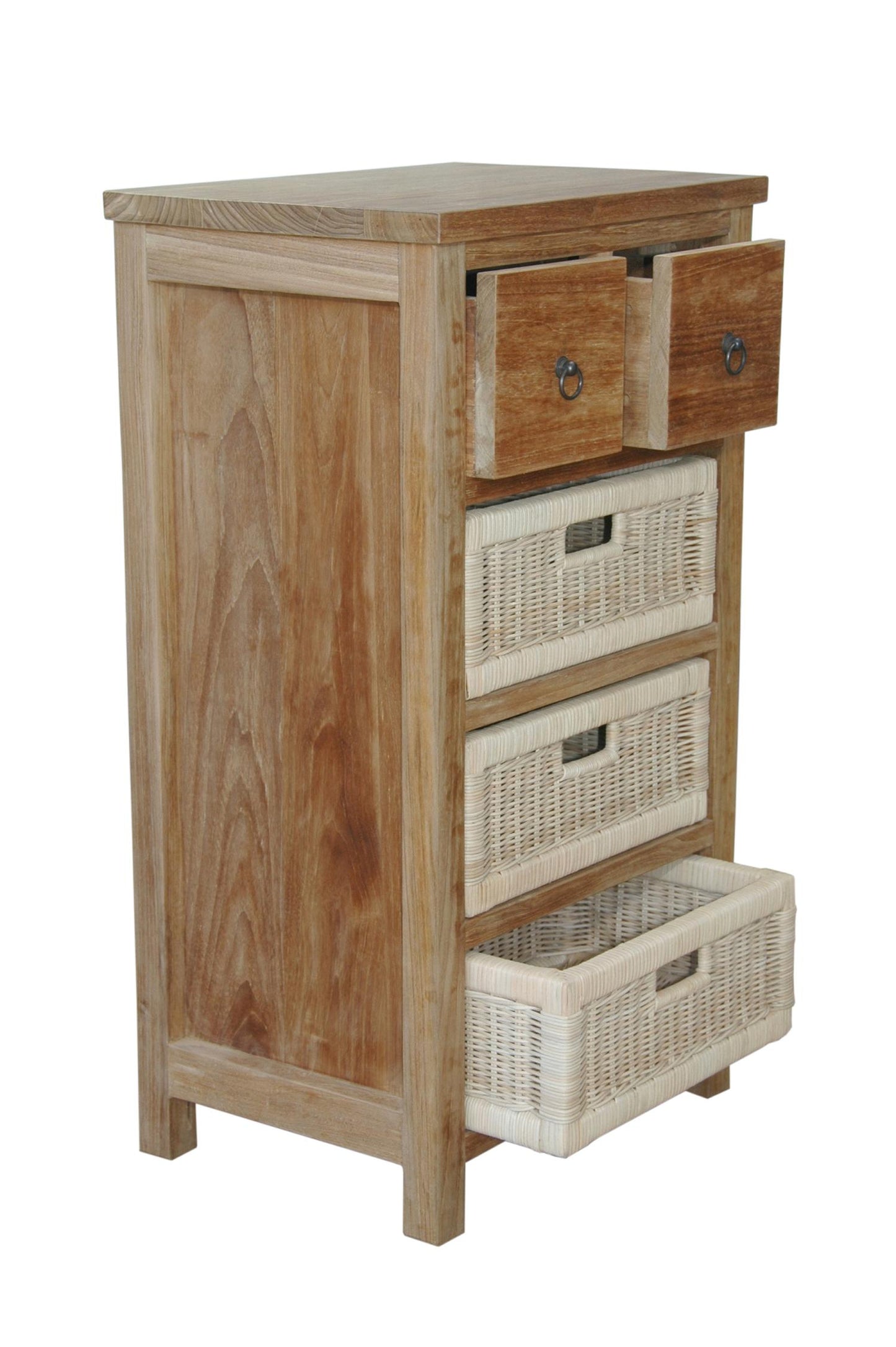 SAFARI OCCASIONAL TABLE WITH DRAWERS & RATTAN BASKET