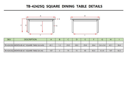 MONTAGE 42″ SQUARE TABLE