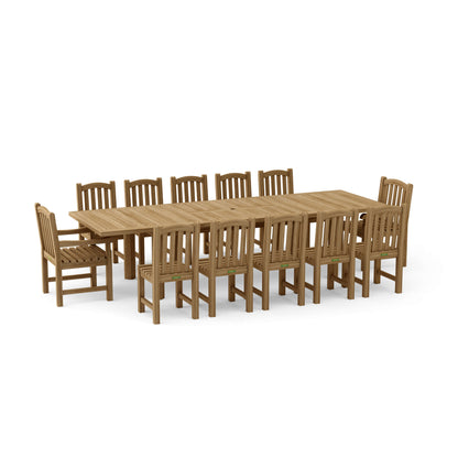 13-PC CHELSEA RECTANGULAR DOUBLE EXTENSION DINING TABLE SET