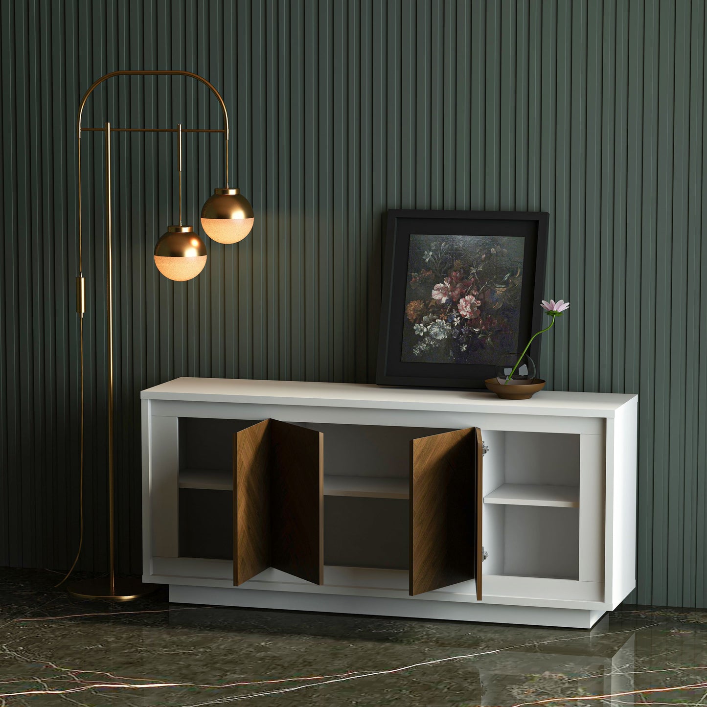 PARAGGI SIDEBOARD (WHITE & MAHOGANY)