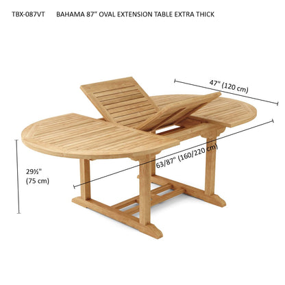 BAHAMA 87″ OVAL EXTENSION TABLE EXTRA THICK