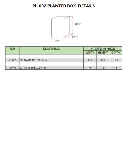 22″ PLANTER SQUARE BOX