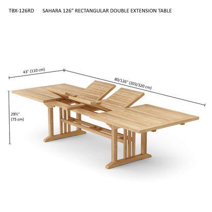 SAHARA 126″ RECTANGULAR DOUBLE EXTENSION TABLE