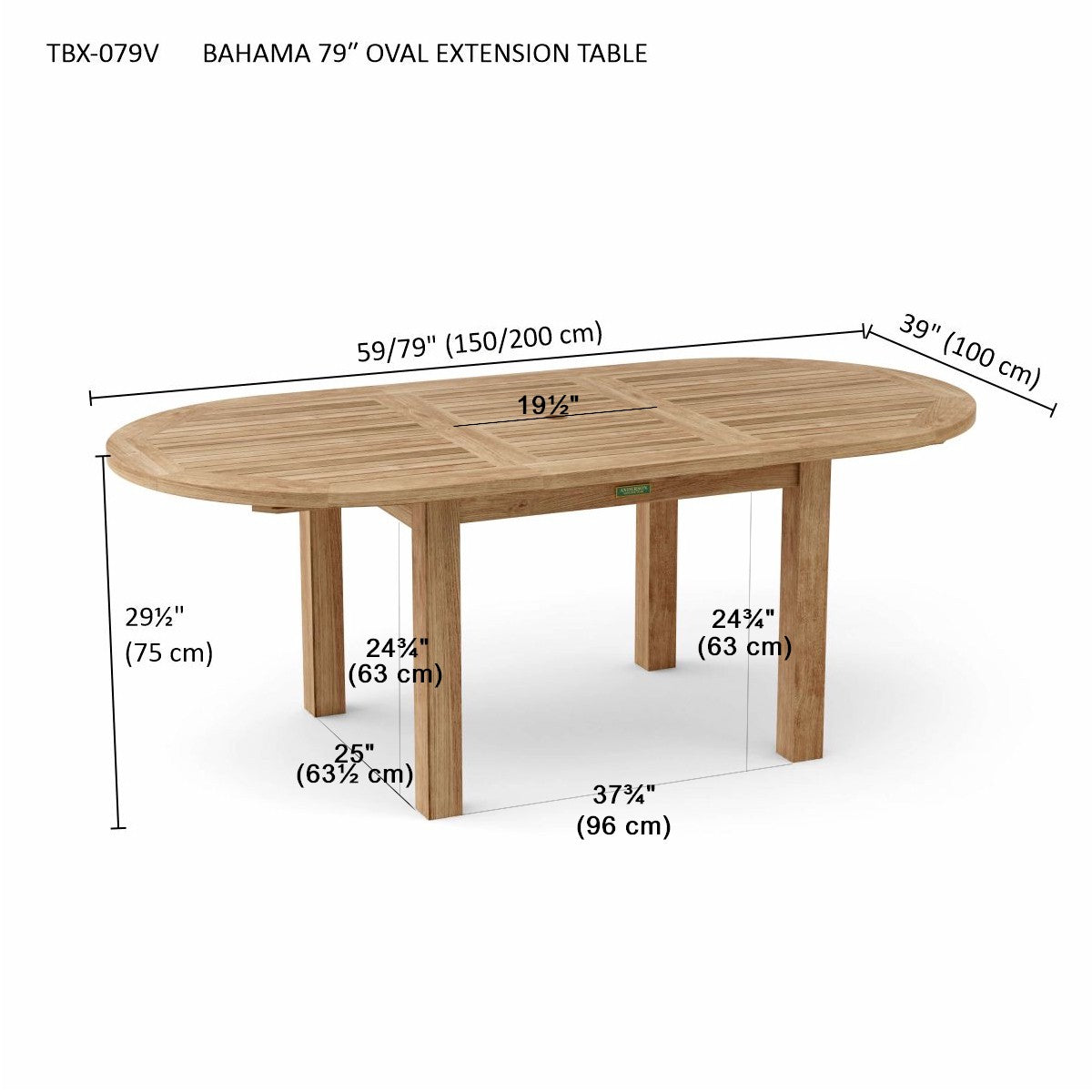 BAHAMA 79″ OVAL EXTENSION TABLE