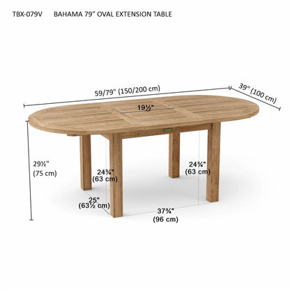 BAHAMA 79″ OVAL EXTENSION TABLE
