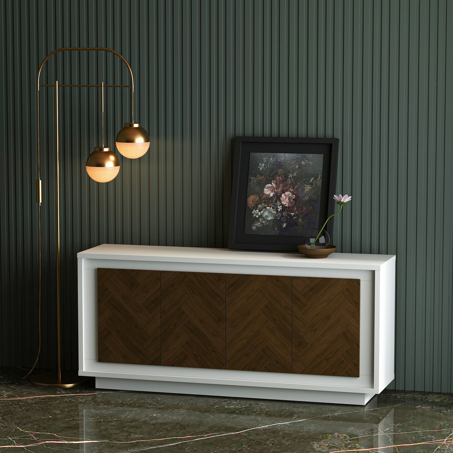 PARAGGI SIDEBOARD (WHITE & MAHOGANY)