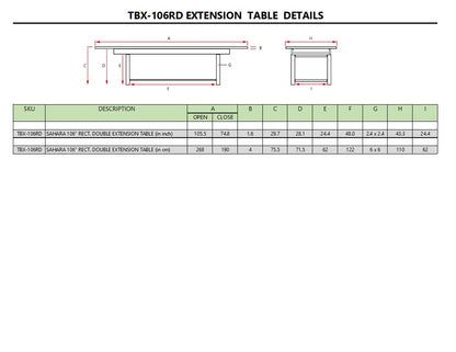 SAHARA 106″ RECTANGULAR DOUBLE EXTENSION TABLE