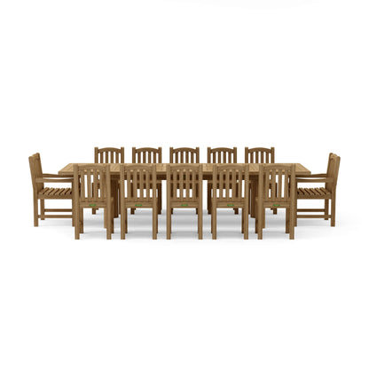13-PC CHELSEA RECTANGULAR DOUBLE EXTENSION DINING TABLE SET