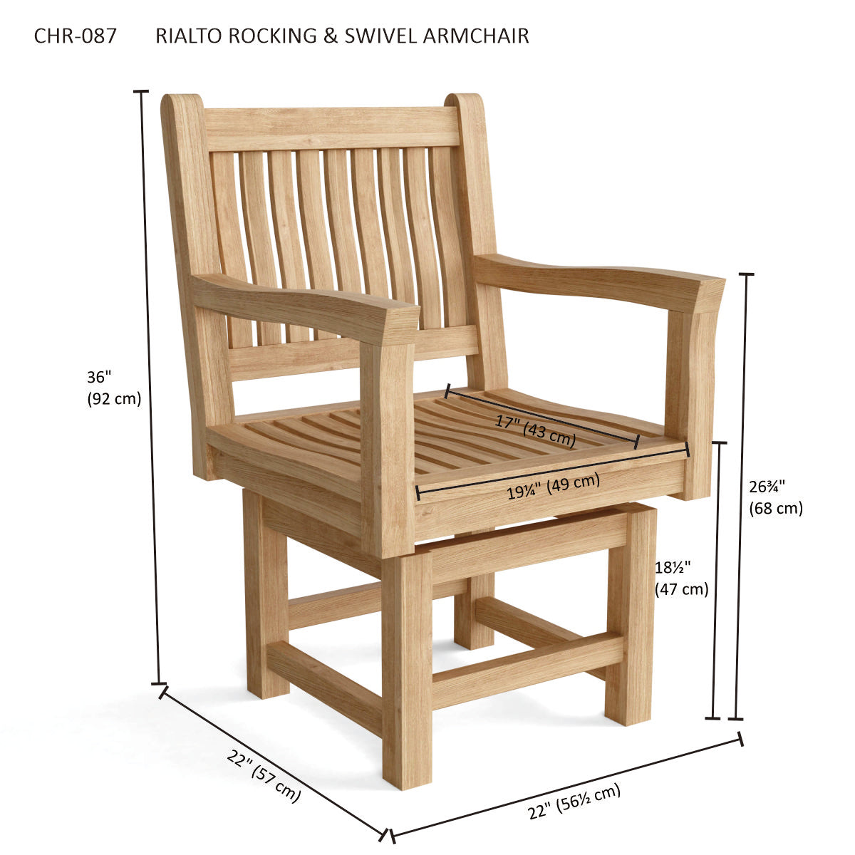 RIALTO ROCKING & SWIVEL ARMCHAIR