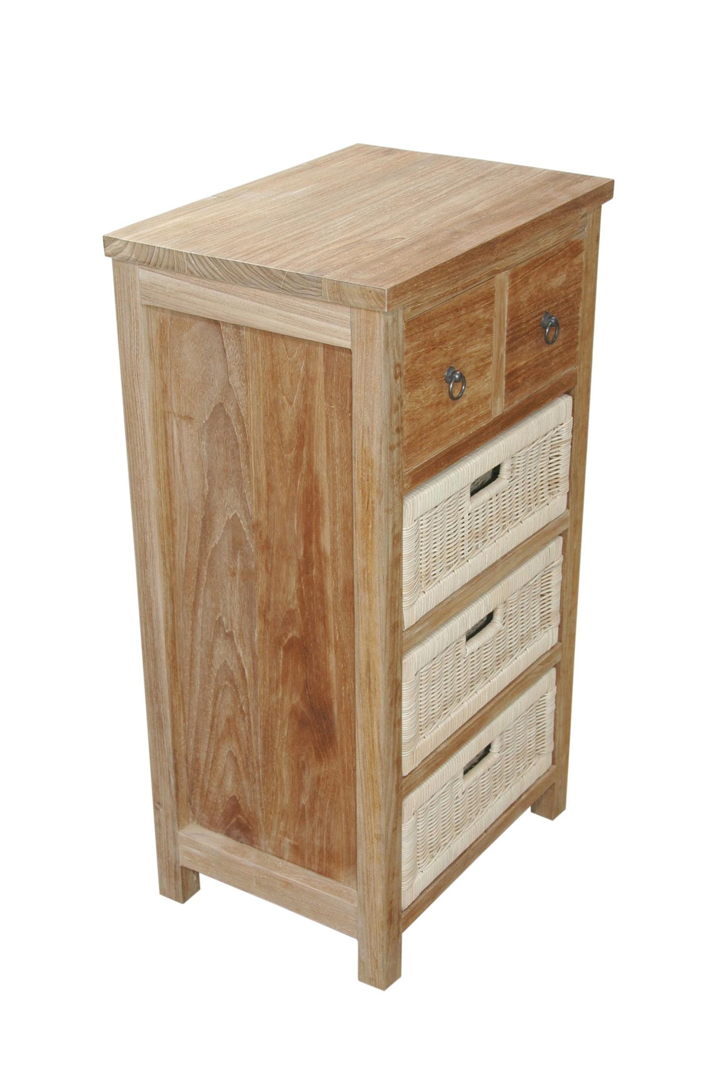 SAFARI OCCASIONAL TABLE WITH DRAWERS & RATTAN BASKET